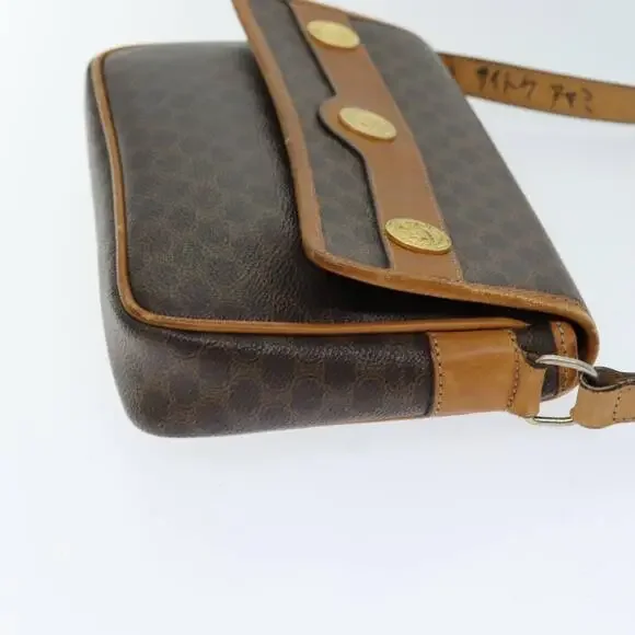 CELINE Macadam Canvas Shoulder Bag Pvc Brown